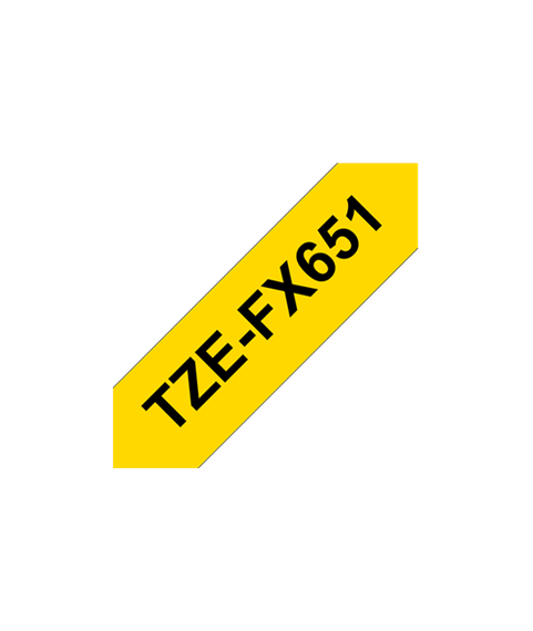 Brother TZe-FX651 Flexibles ID-Laminatband Schwarz auf Gelb TZe 8 m 2,4 cm