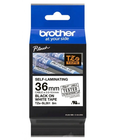 OEM Brother TZE-SL261 36mm Schwarz auf Weiß SELF LAMINATE