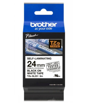 OEM Brother TZE-SL251 24mm Schwarz auf Weiß SELBSTLAMINIEREND