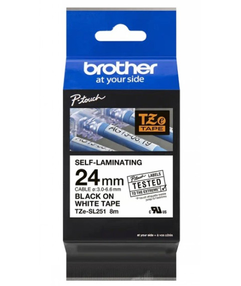 OEM Brother TZE-SL251 24 mm melns uz balta SELF LAMINATE