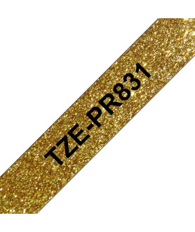 OEM Brother TZE-PR831 12mm Black on Gold