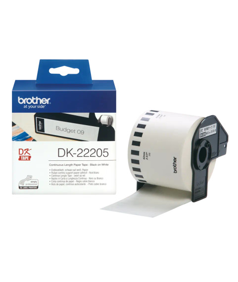 Brother DK-22205 Бумажная этикетка непрерывной длины белая, DK, 30,5 м