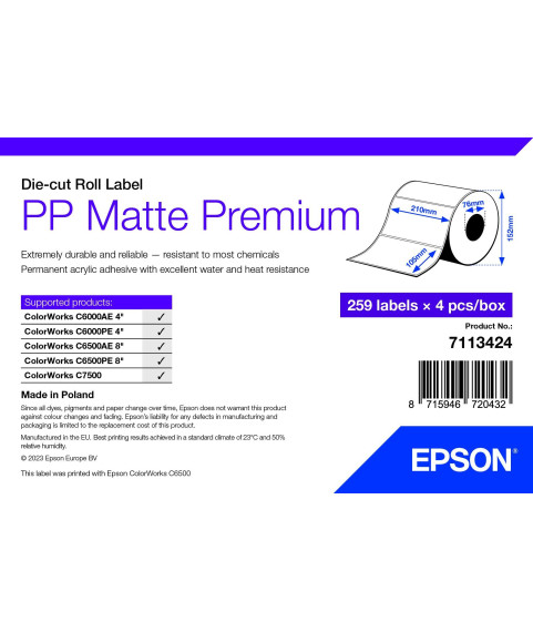 Epson 7113424, etiketirull, sünteetiline, 105x210mm