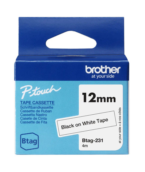 OEM tape Brother BTAG-231, 12mm Black on white