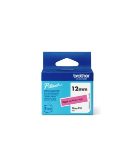 OEM lipnios etiketės Brother BTAG-P31, 12mm Juoda ant Rožinės