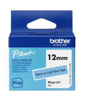 OEM sildilint Brother BTAG-L31, 12mm must helesinisel taustal