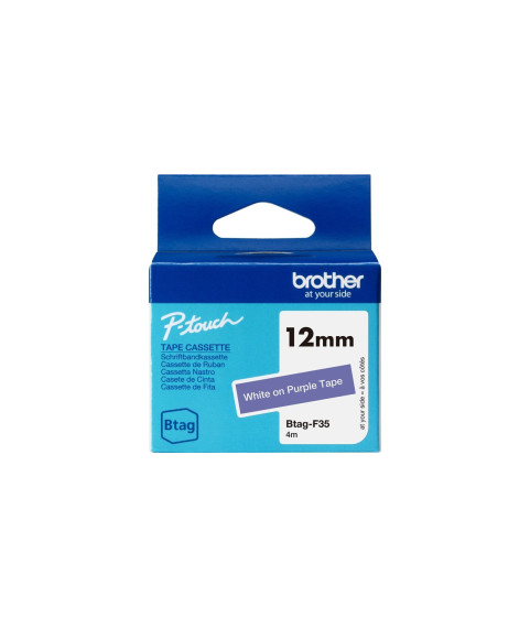 OEM sildilint Brother BTAG-F35, 12mm valge ja lilla värviga