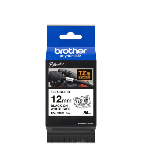 OEM Brother TZE-FX231 mustvalge, 12mm x 8m