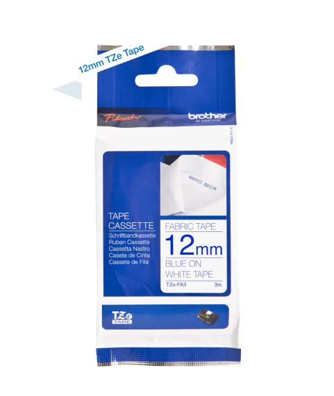 OEM Brother TZE-FA3 Blue on White, 12mm x 3m