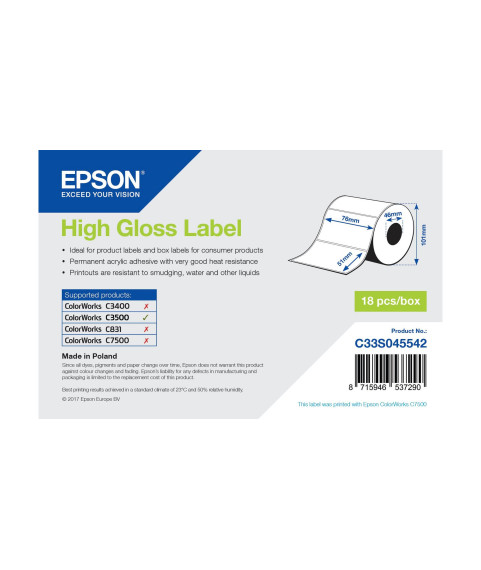 Etiķetes (papīrs, plastmasa), etiķešu rullis, Epson, parasts papīrs, W 76mm, H 51mm