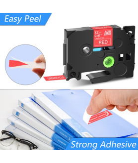 OEM Brother TZE-435 valkoinen punaisella, 12mm x 8m.