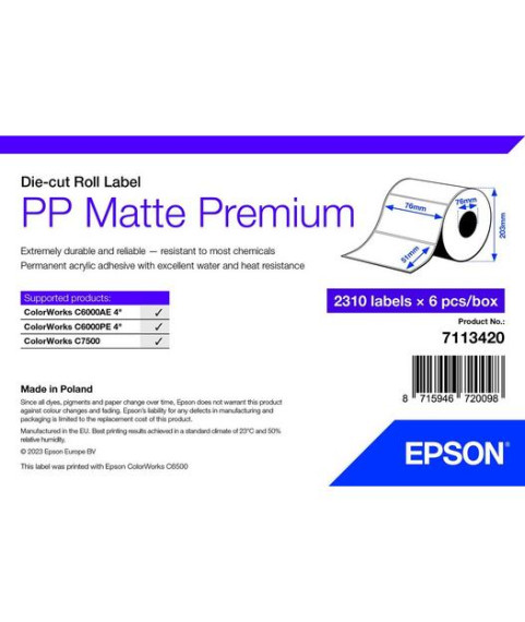 Epson, label roll, synthetic, 76x51mm