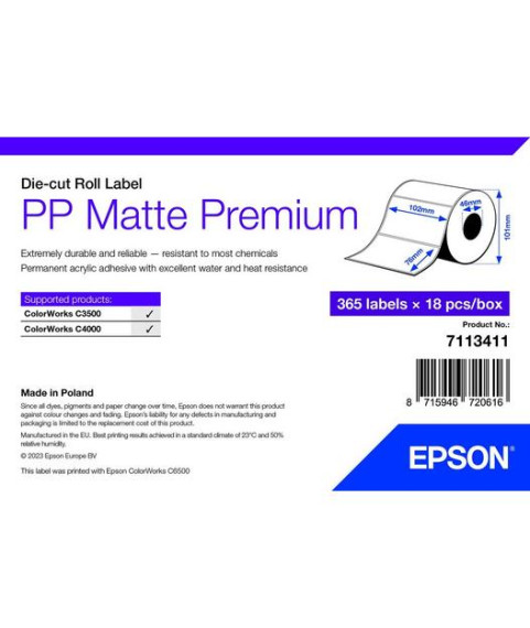 Epson, label roll, synthetic, 102x76mm