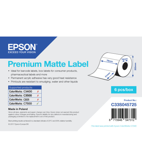 Epson Etikettenrolle, Normalpapier, 76x51mm