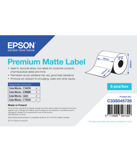 Epson label roll, normal paper, 76x127mm