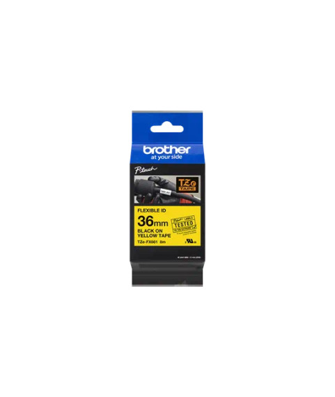 Brother TZe-FX661 Flexible ID Laminated Tape Black on Yellow